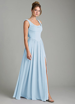 Azazie Novi Bridesmaid Dresses Sky Blue A-Line Pleated Chiffon Dress image3
