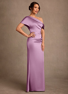 Azazie Rutha Mother of the Bride Dresses Wisteria Sheath One Shoulder Stretch Satin Dress image3