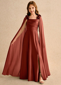 Azazie Rosita Girls Formal Flower Girl Klänningar Klä A-Line i Stretch Satin Plisserad image3