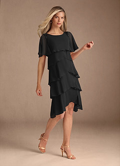 Azazie Rita Mother of the Bride Dresses Black A-Line Scoop Beaded Chiffon Dress image7