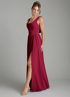 Azazie Novi Bridesmaid Dresses Burgundy A-Line Pleated Chiffon Dress image4