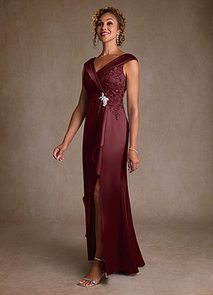 Azazie Santa Monica Kleider für die Brautmutter A-Linie Spitze Kleid Cabernetrot image4