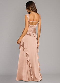 Azazie Sloane Bridesmaid Dresses Rose Gold A-Line Sweetheart Neckline Stretch Satin Dress image2