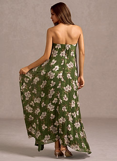 Maxi jurk Noa Groen Bloemen image2