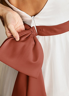 Azazie Lea Flower Girl Dresses Auburn A-Line Spaghetti Strap Tulle Dress image4