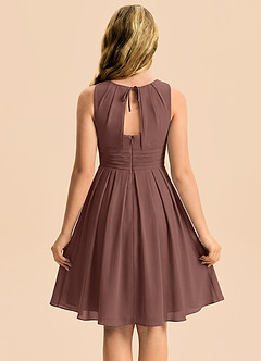 Azazie Bibiane Junior A-Linie Plissee Chiffon Kleid Espresso image2