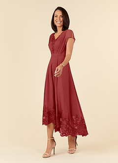 Azazie Palana Mother of the Bride Dresses Rust A-Line Lace Chiffon Dress image2