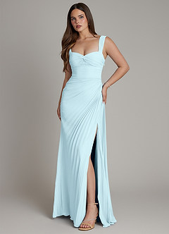 Azazie Amberly Bridesmaid Dresses Cloud Blue Sheath Sweetheart Neckline Chiffon Dress image1