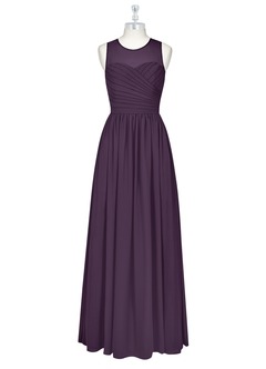 Azazie Nina Bridesmaid Dresses Plum A-Line Pleated Chiffon Dress image6