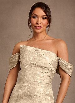 Azazie Nettie 신부의 어머니 드레스 인어 오프 더 숄더 자카드 플로어 길이 드레스 image4