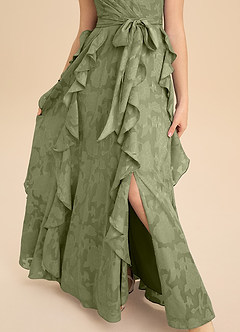 Azazie Peyton Junior Vestido de Pistacho de Devorado Floral de Corte en A con Plisado image8