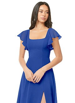 Azazie Bondi Bridesmaid Dresses Royal Blue A-Line Ruched Chiffon Dress image6