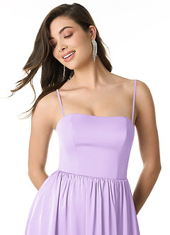 Azazie Morana Bridesmaid Dresses Lilac A-Line Off the Shoulder Stretch Satin Convertible Dress image2