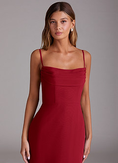 Azazie Saige Bridesmaid Dresses Scarlet A-Line Off the Shoulder Chiffon Convertible Dress image2