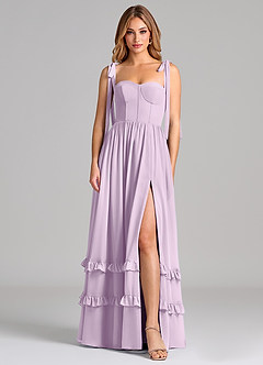 Azazie Anastacia Robes de demoiselle d'honneur Robe Trapèze en Mousseline de soie Encolure en Forme de Cœur Frostiges Flieder image1