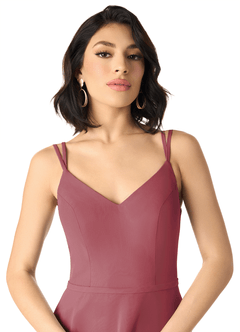 Azazie Janine Brautjungfernkleider A-Linie V-Hals Chiffon Kleid Merlot image3