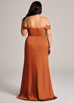 Azazie Johana Bridesmaid Dresses Cinnamon Mermaid Off the Shoulder Stretch Satin Convertible Dress image9