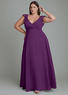 Azazie Leilani Bridesmaid Dresses Grape A-Line Pleated Chiffon Dress image6