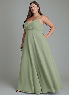 Azazie Amani Bridesmaid Dresses Pistachio A-Line Pleated Chiffon Dress image10