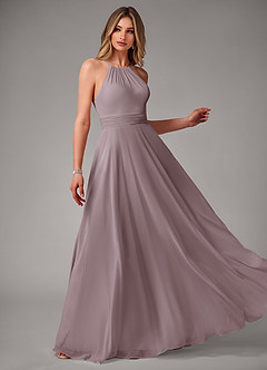 Azazie Amalia Robes de demoiselle d'honneur Robe Trapèze en Mousseline de soie Plissée Crépuscule image4