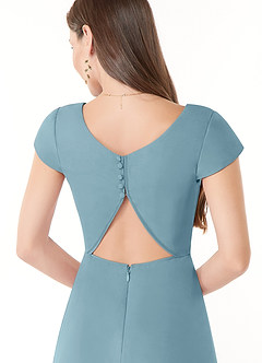 Azazie Hainsly Robes de demoiselle d'honneur Robe Trapèze en Mousseline de soie Encolure en Forme de Cœur Bleu Maussade image6