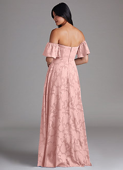 Azazie Sue Bridesmaid Dresses Powder Pink A-Line Off the Shoulder Floral Burnout Convertible Dress image3