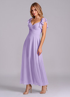 Azazie Leilani Jurken voor bruidsmeisjes Jurk van Chiffon met A-Lijn Ruches Lila image4