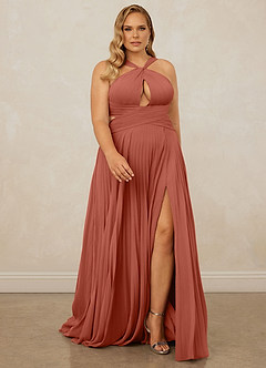 Christian Siriano Bridal for Azazie 1009 Bridesmaid Dresses Clay A-Line Pleated Chiffon Dress image9