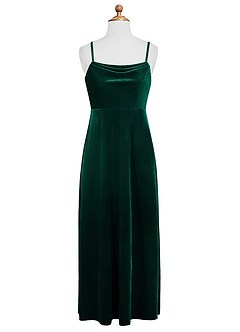 Azazie Solange Junior Emerald A-Line Velvet Dress image7