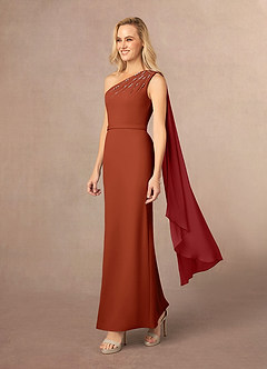 Azazie Gianna Mother of the Bride Dresses Rust One Shoulder Stretch Crepe Dress image2