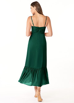 Azazie Justina Brautjungfernkleider A-Linie Herzausschnitt Chiffon Kleid Smaragd image2