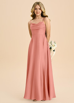 Azazie Bear Junior Coral A-Line Sweetheart Neckline Stretch Satin Dress image6