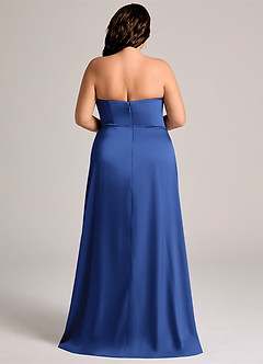 Azazie Wren Bridesmaid Dresses Royal Blue A-Line Strapless Stretch Satin Convertible Dress image7
