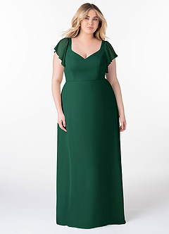 Azazie Syenna Bridesmaid Dresses Emerald A-Line Ruched Chiffon Dress image6