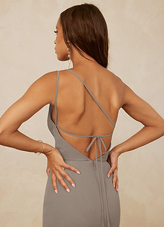 Christian Siriano Bridal for Azazie 1003 Bridesmaid Dresses Taupe Sheath One Shoulder Chiffon Dress image6
