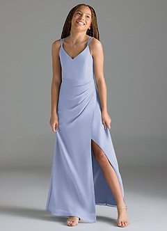 Azazie Leo Junior Lavender Mermaid Pleated Chiffon Dress image4