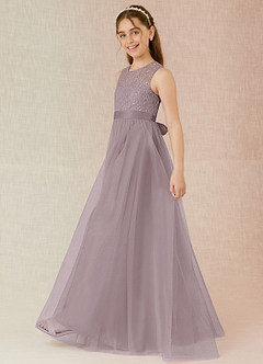 Azazie Georgette Junior Dusk A-Line Lace Tulle Dress image3