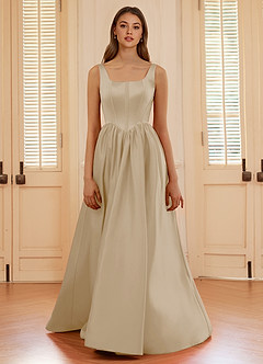 Blakellya Champagner A-Linien-Abendkleid mit Korsett und Stäbchen image3