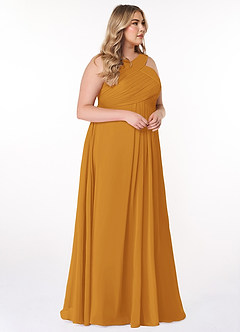 Azazie Kaleigh Bridesmaid Dresses Butterscotch A-Line Pleated Chiffon Dress image10