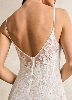Azazie Prudence Wedding Dresses Diamond White Nude Mermaid Sequins Tulle Dress image6