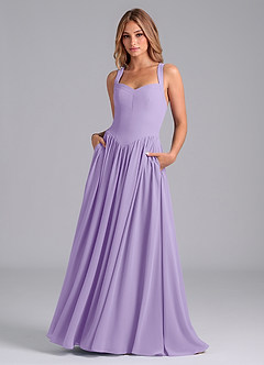 Azazie Francis Brautjungfernkleider A-Linie Korsett Chiffon Kleid Flieder image1