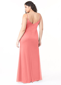 Azazie Deandra Bridesmaid Dresses Coral Mermaid Pleated Mesh Dress image7