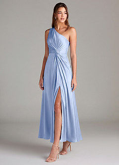 Azazie Brooke Suknie dla druhen Linia A Jedno ramię Satyna elastyczna Długość kostki Sukienka image3