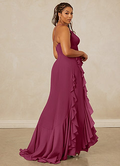 Christian Siriano Bridal for Azazie 1006 Brautjungfernkleider Meerjungfrau-Linie Gestreift Chiffon Kleid Maulbeerrot image9