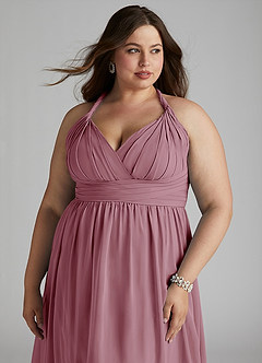 Azazie Ashia Bridesmaid Dresses Vintage Mauve A-Line Pleated Chiffon Dress image10