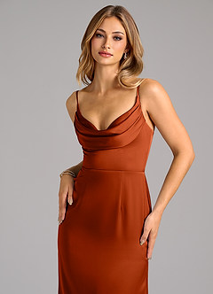 Azazie Aimee Bridesmaid Dresses Paprika A-Line Sweetheart Neckline Stretch Satin Dress image5