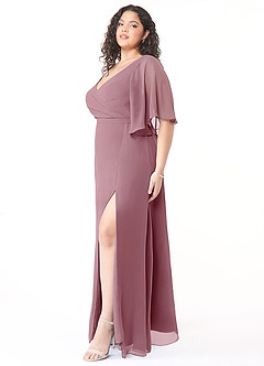 Azazie Cierra Final Sale Vintage Mauve A-Line V-Neck Chiffon Dress image11