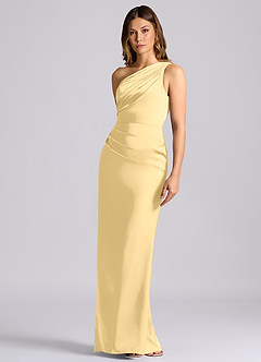 Azazie Akilah Bridesmaid Dresses Butter Mermaid One Shoulder Stretch Satin Dress image6