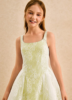 Azazie Cubbie Girls Formal Abiti da Ragazza di Fiori Abito A-Line in Pizzo Sorbetto Al Limone image6