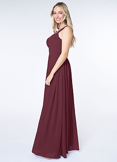 Azazie Raine Final Sale Matcha A-Line Sweetheart Ruched Chiffon Dress image3